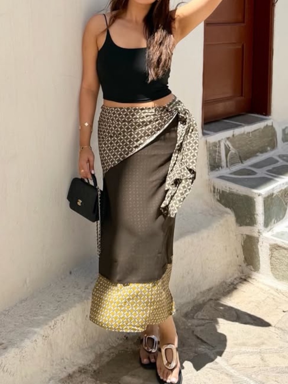 H&M Edition NWT Olive Patterned Layered Midi Skirt